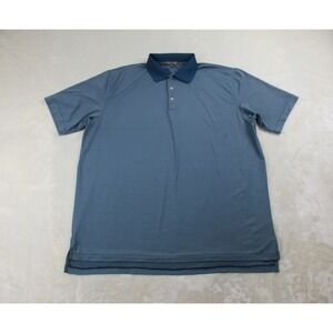 Peter Millar Polo Shirt Mens 2XL XXL Blue Striped Summer Comfort Golf Casual*